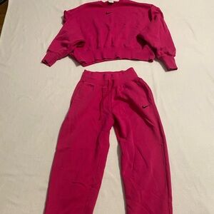 SOLD-Nike Fuchsia Sweatpants and Crop Top Set